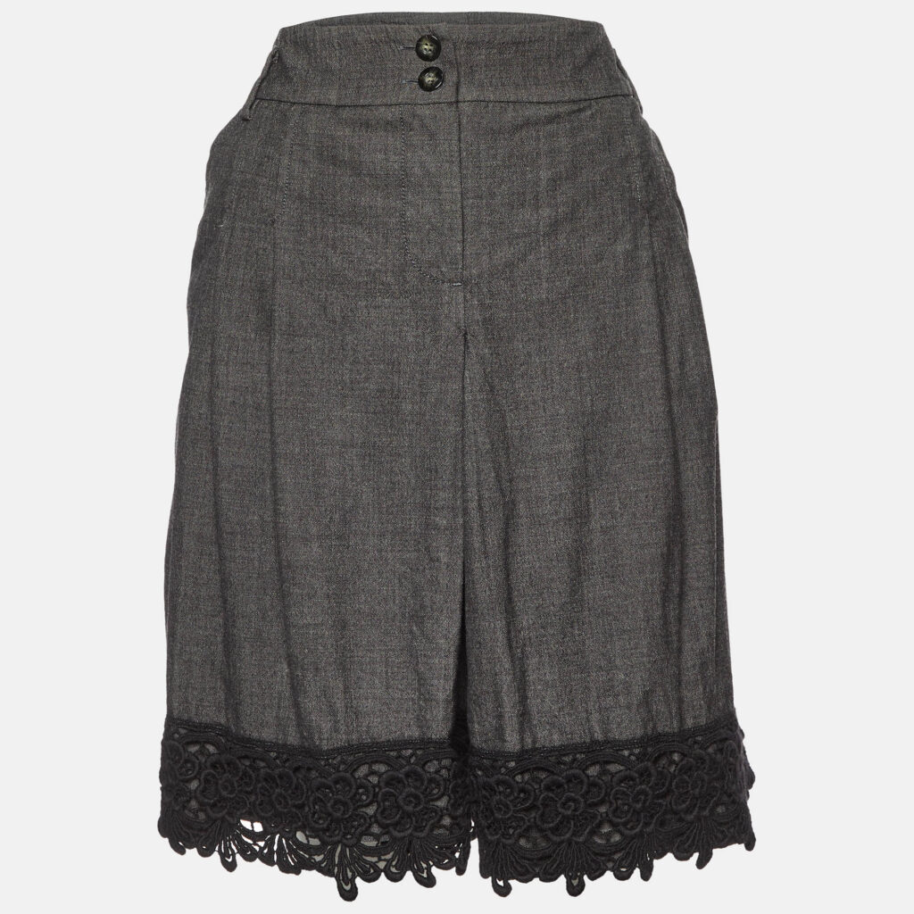 luxury-women-weekend-max-mara-used-clothes-p1106433-001 Weekend Max Mara Charcoal Grey Wool & Lace Detail Mini Skirt M