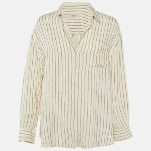Weekend Max Mara Cream Striped Linen Shirt M
