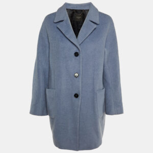 Weekend Max Mara Pale Blue Wool Button Front Coat L