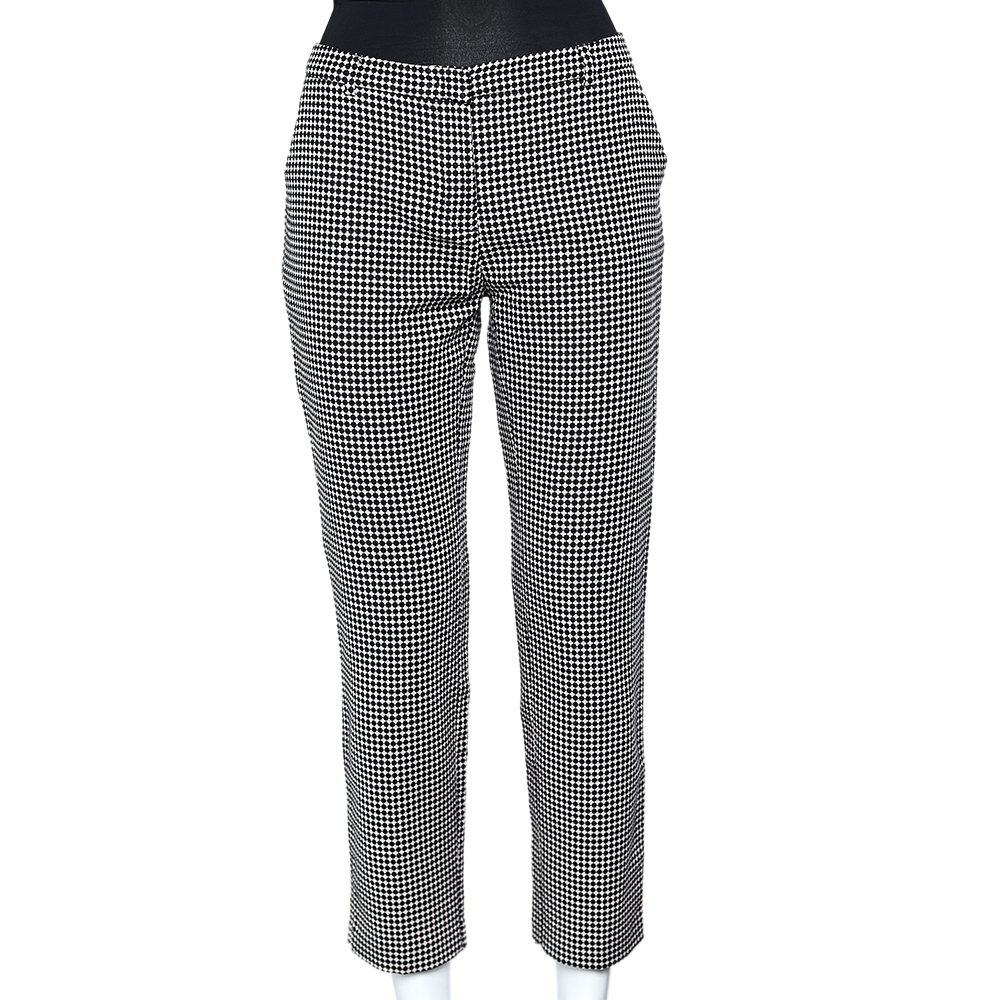 Weekend Max Mara Monochrome Patterned Cotton Blend Tapered Leg Pants M