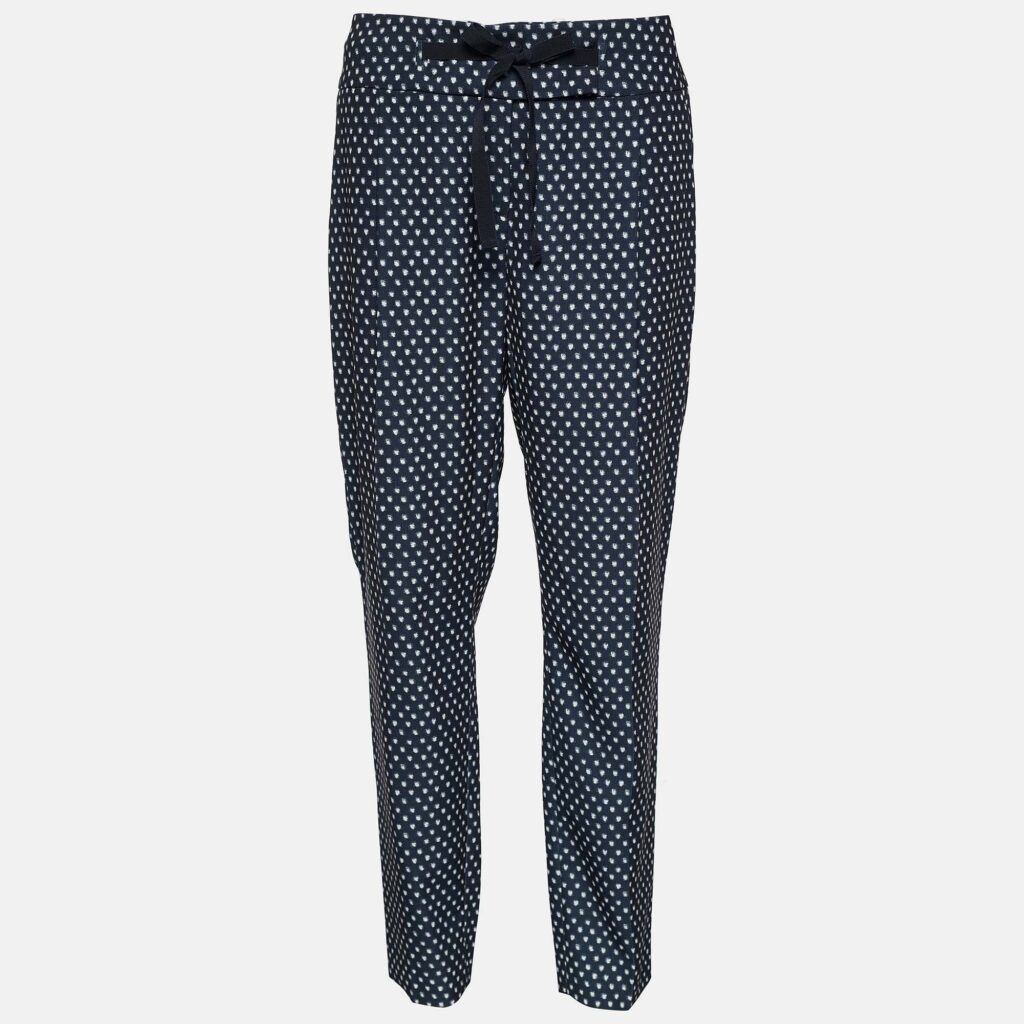 luxury-women-weekend-max-mara-used-clothes-p658360-003-1 Weekend Max Mara Black Dot Print Crepe Tapered Trousers M