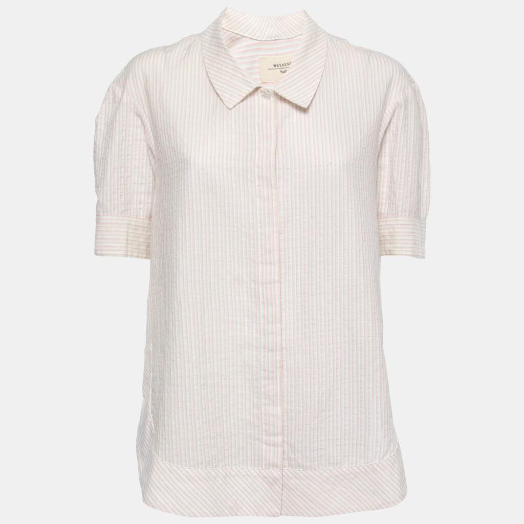 Weekend Max Mara White Striped Cotton Button Front Shirt S