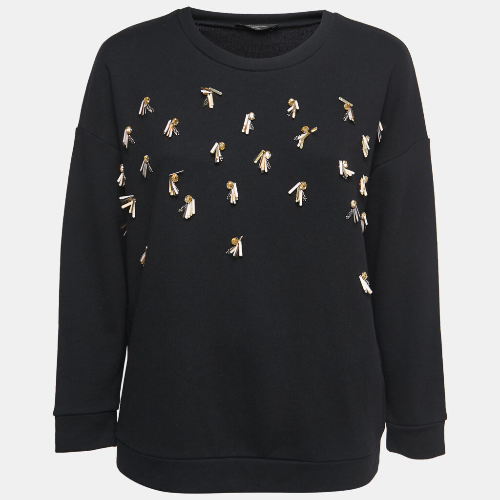 luxury-women-weekend-max-mara-used-clothes-p806769-001 Weekend Max Mara Black Knit Embellished Pullover S