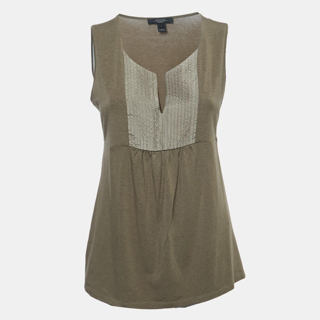 luxury-women-weekend-max-mara-used-clothes-p879714-002 Weekend Max Mara Brown Knit Sleeveless A-Line Top L