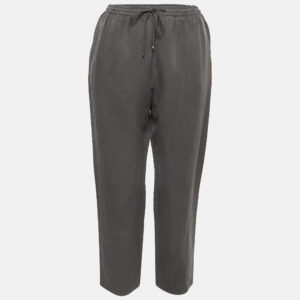 Weekend Max Mara Grey Silk Blend Drawstring Pants S