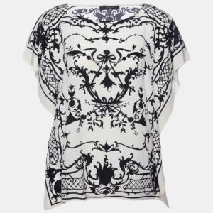 Weekend Max Mara Cream Printed Silk Kaftan Top M