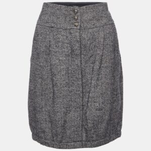 Weekend Max Mara Grey Zig Zag Wool Knee Length Skirt S