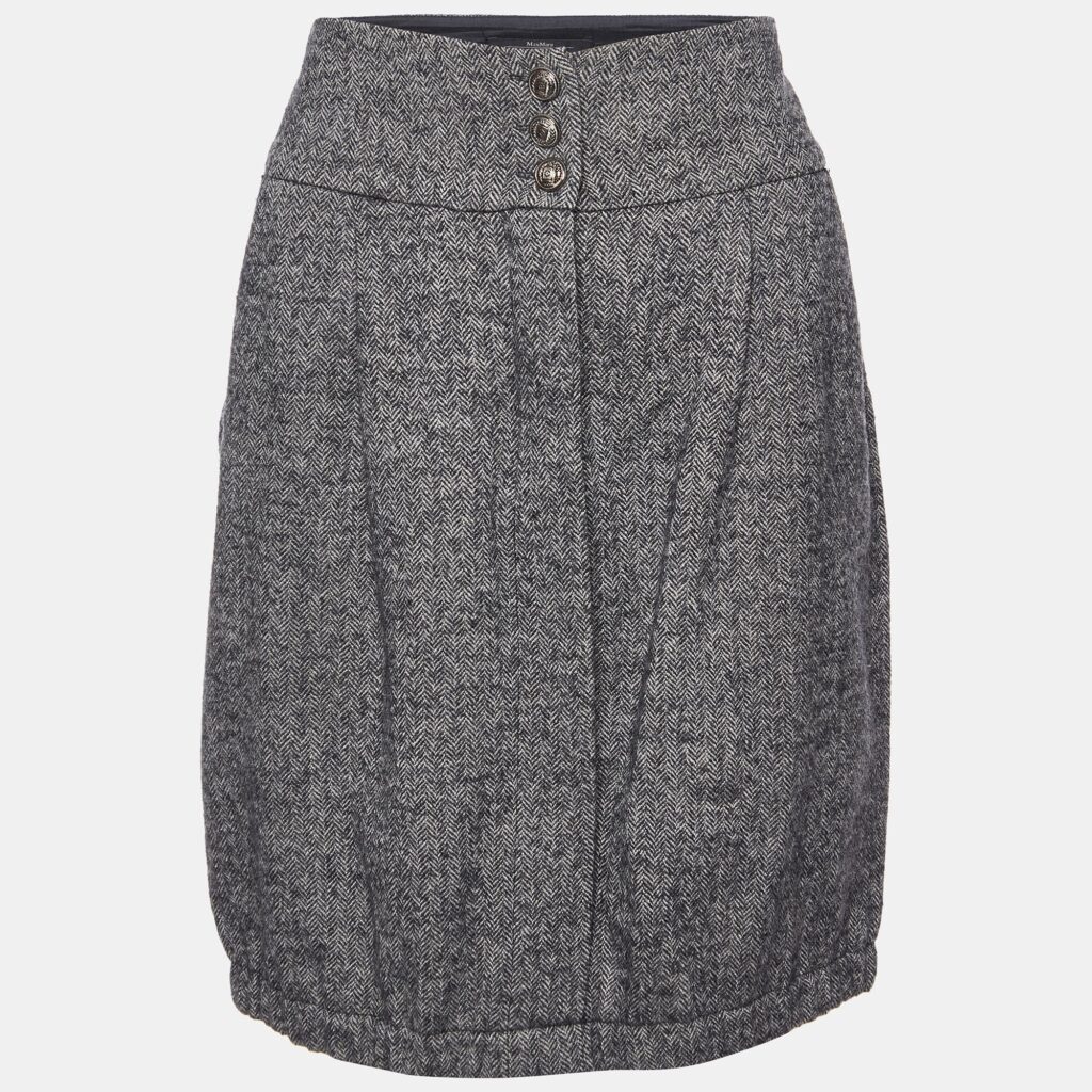 luxury-women-weekend-max-mara-used-clothes-p987328-006 Weekend Max Mara Grey Zig Zag Wool Knee Length Skirt S