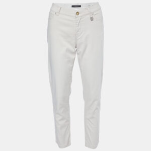 Weekend Max Mara Cream Cotton Straight-Leg Pants M