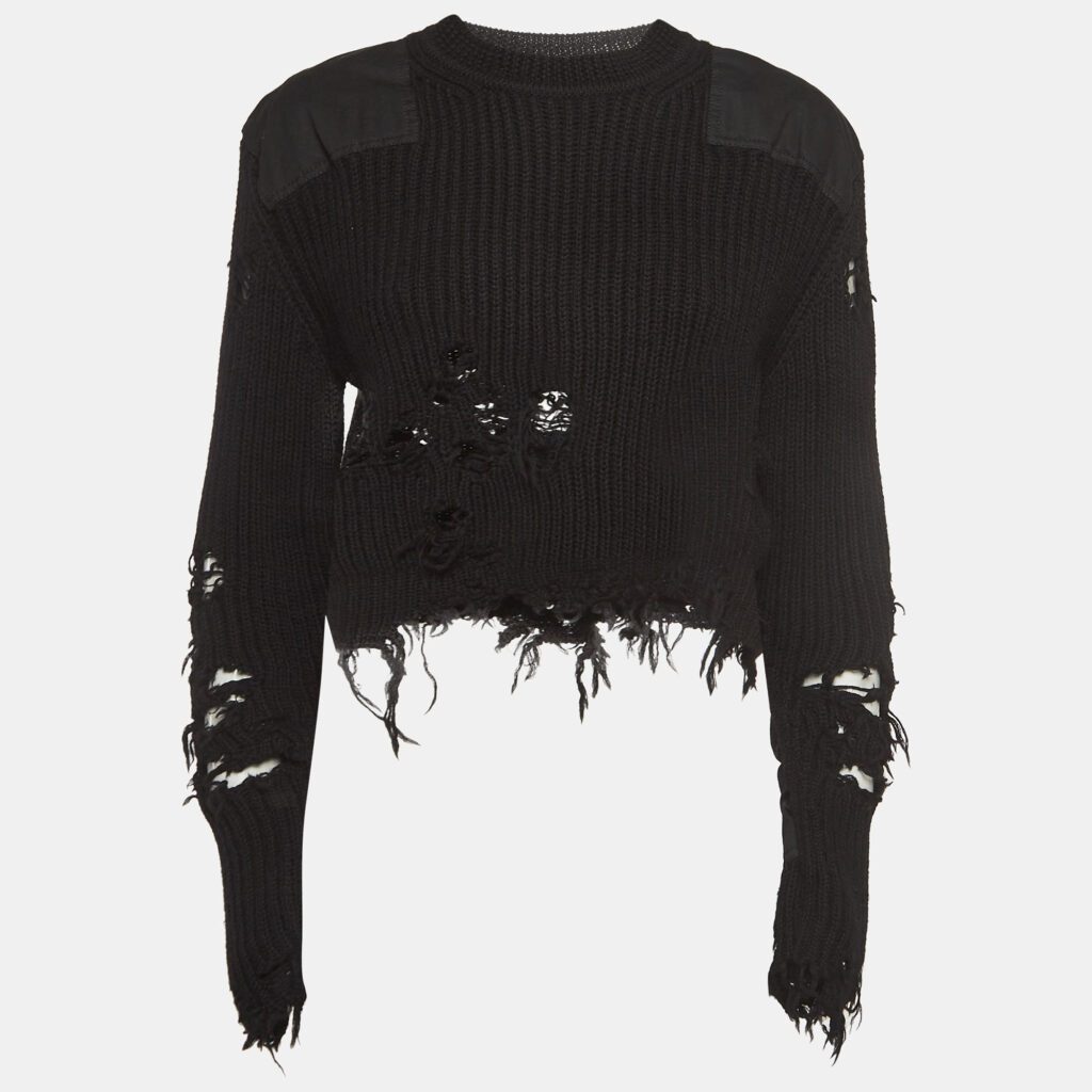 luxury-women-yeezy-season-3-new-clothes-p926663-002 Yeezy Season 3 Black Destroyed Military Rib Wool Cropped Sweater S