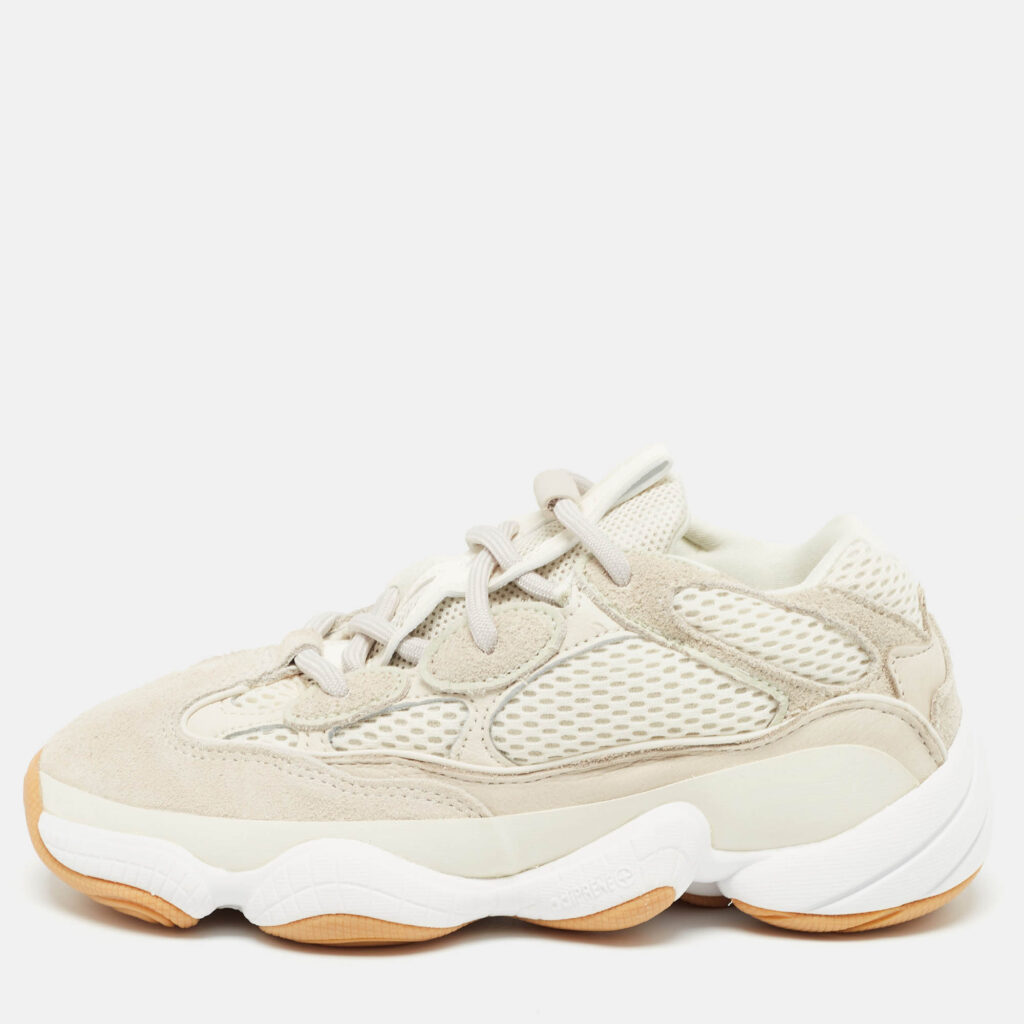 luxury-women-yeezy-x-adidas-new-shoes-p963256-010 Yeezy x Adidas White/Grey Suede and Fabric Boost 500 Sneakers Size 37 1/3