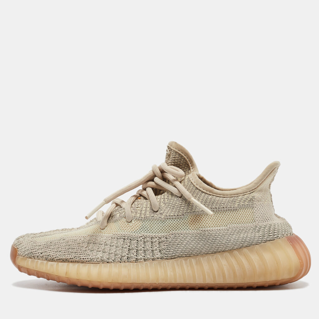 luxury-women-yeezy-x-adidas-used-shoes-p1029446-001 Yeezy x Adidas Pale Green Knit Fabric Boost 350 V2 Citrin (Non Reflective) Sneakers Size 37 1/3
