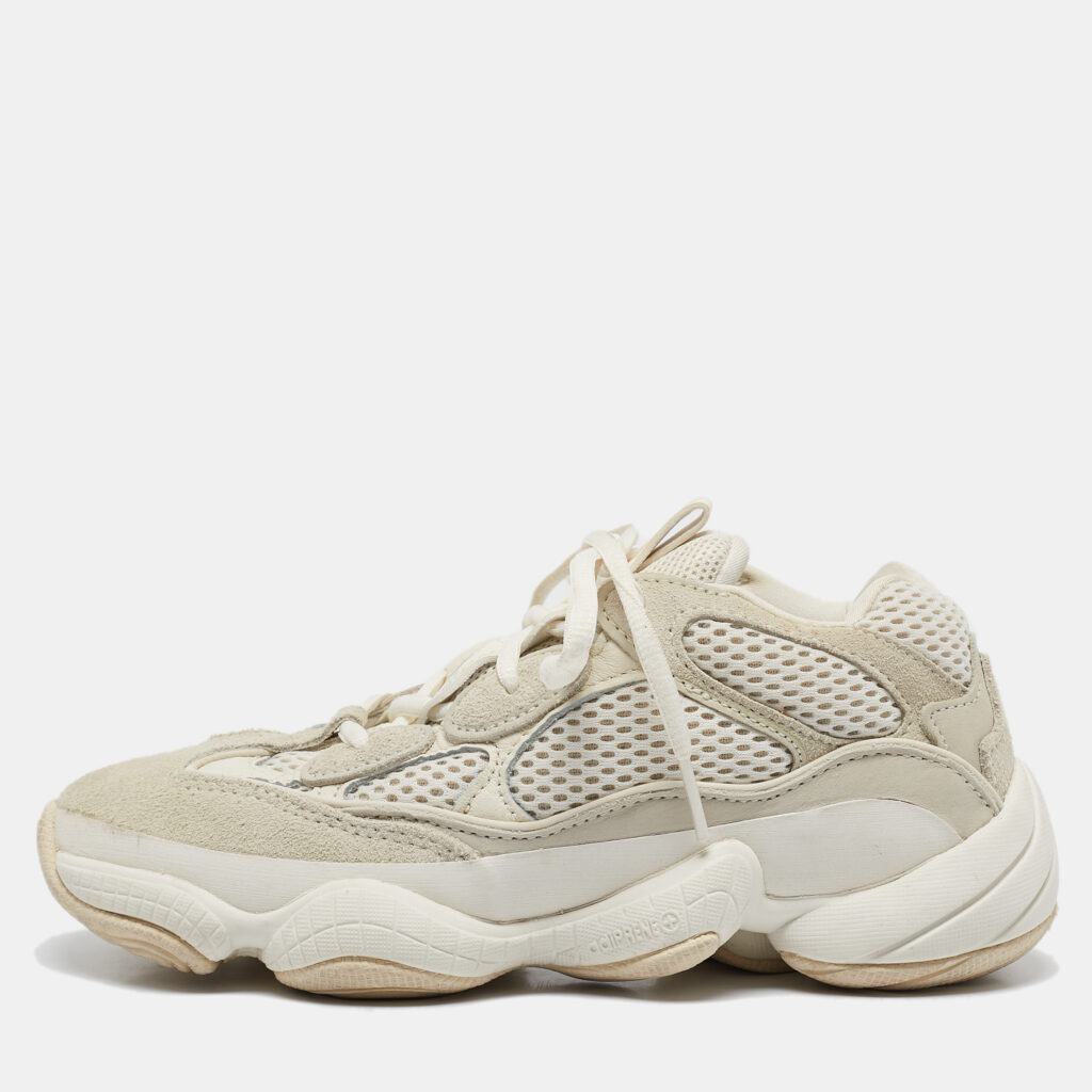 luxury-women-yeezy-x-adidas-used-shoes-p1109540-001 Yeezy x Adidas White Suede And Mesh Yeezy 500 Sneakers Size 36 1/3
