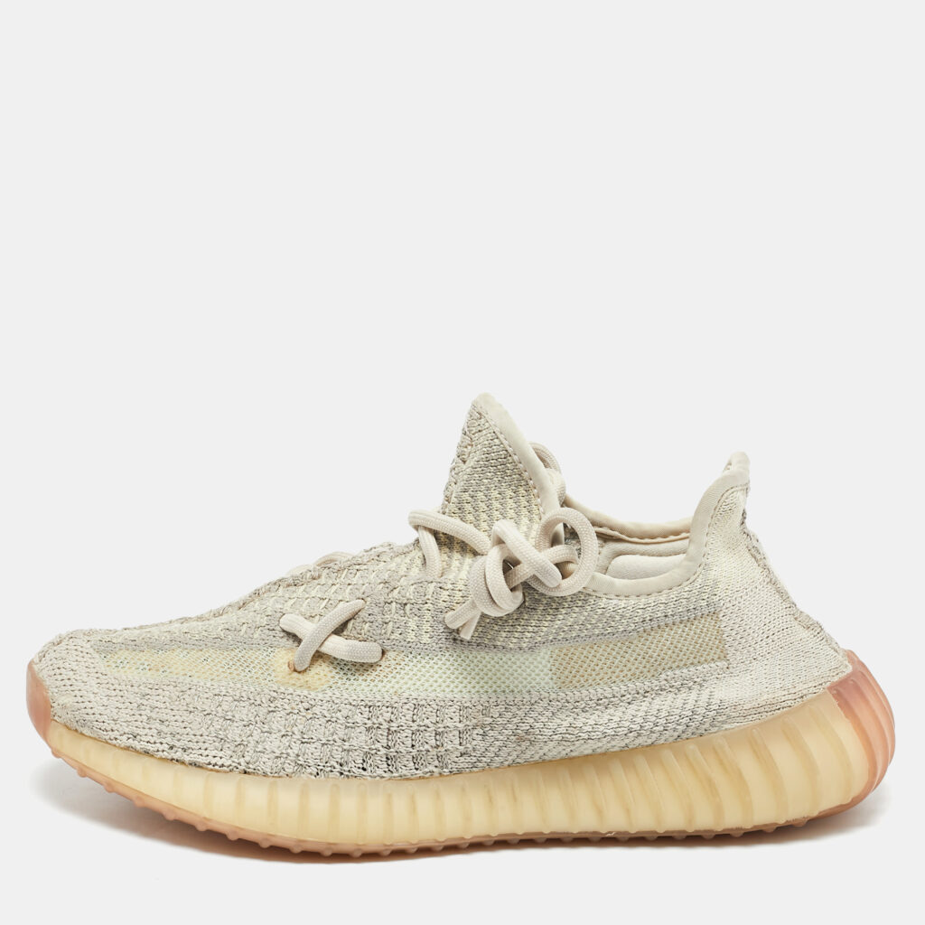 luxury-women-yeezy-x-adidas-used-shoes-p1133953-009 Yeezy x Adidas Beige Knit Fabric Boost 350 V2 Citrin Lace Up Sneakers Size 38