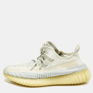 Yeezy x Adidas Blue/White Knit Fabric Boost 350 V2 Cloud White Non-Reflective Sneakers 39 1/3