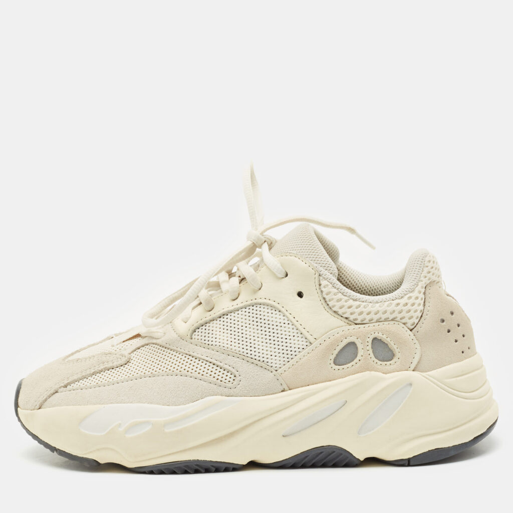 luxury-women-yeezy-x-adidas-used-shoes-p1155094-006 Yeezy x Adidas Cream Suede and Mesh Boost 700 Analog Sneakers Size 39 1/3
