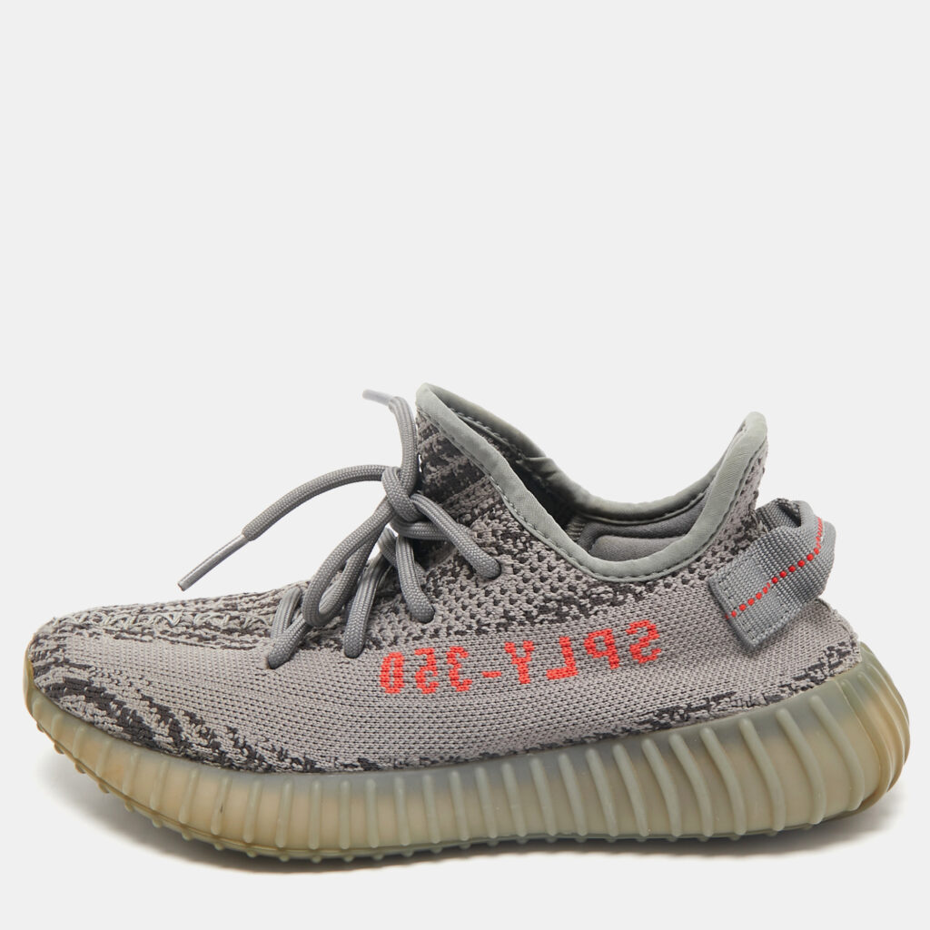 luxury-women-yeezy-x-adidas-used-shoes-p1165042-001 Yeezy x Adidas Grey Knit Fabric Boost 350 V2 Beluga Sneakers Size 38