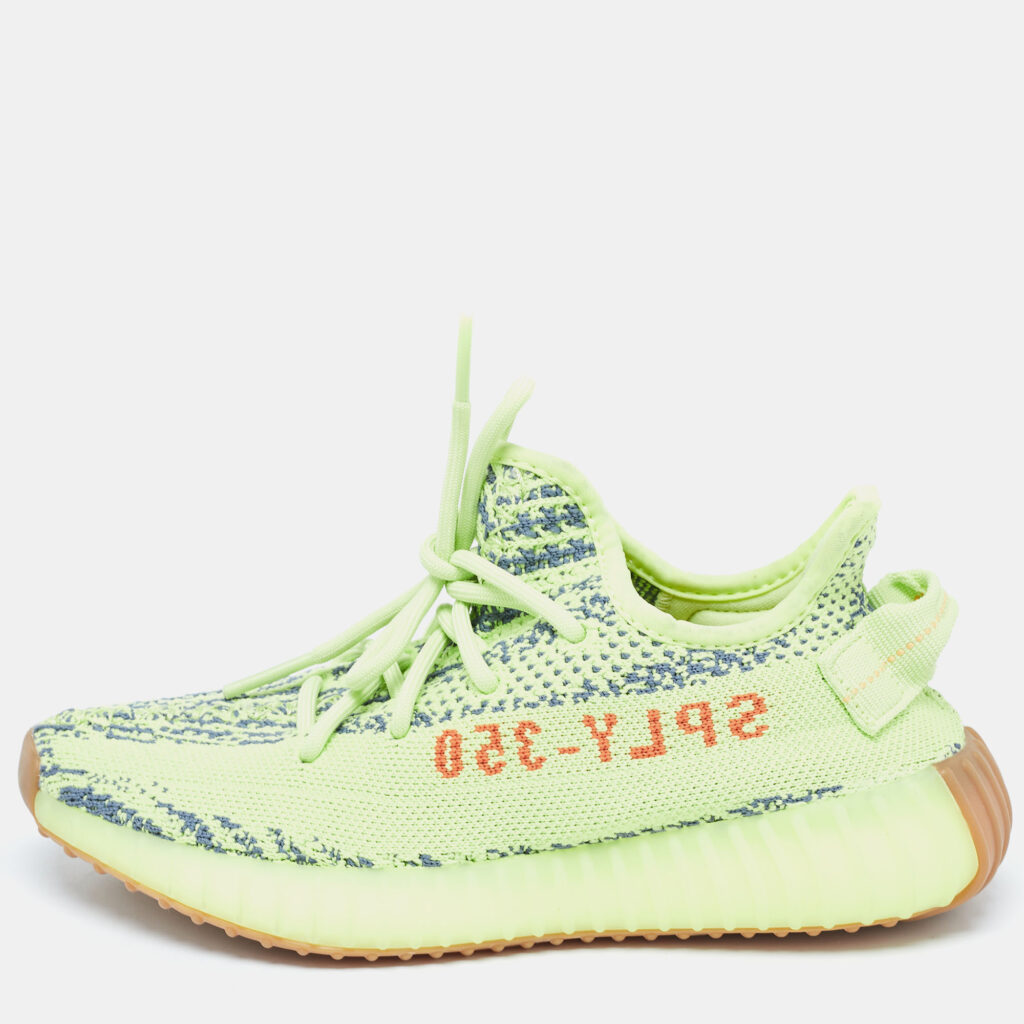luxury-women-yeezy-x-adidas-used-shoes-p920570-007 Yeezy x Adidas Green Knit Fabric Boost 350 V2 Frozen Yellow Sneakers Size 36