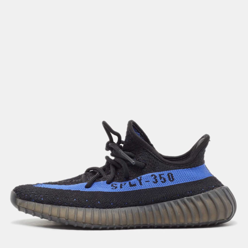 luxury-women-yeezy-x-adidas-used-shoes-p986297-003 Yeezy x Adidas Black/Blue Knit Fabric Boost 350 V2 Dazzling Blue Sneakers Size 38 2/3
