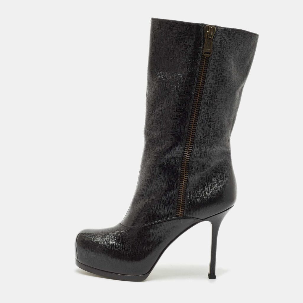 luxury-women-yves-saint-laurent-new-shoes-p1148944-003.jpg Yves Saint Laurent Black Leather Tribtoo Platform Ankle Boots Size 39
