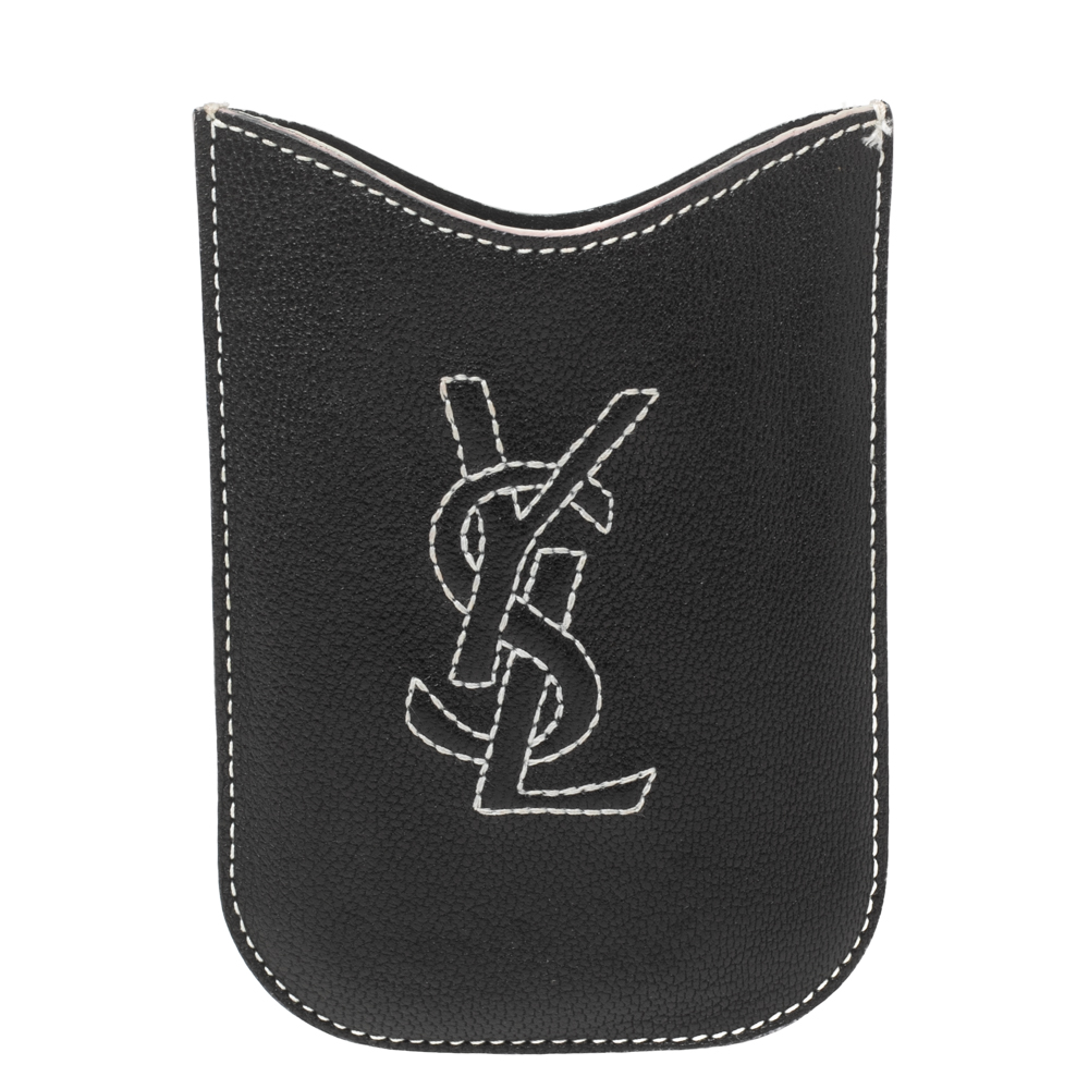 luxury-women-yves-saint-laurent-used-accessories-p595644-006-2 Yves Saint Laurent Black Leather Phone Cover