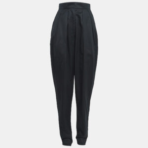 Yves Saint Laurent Black Cotton Pleated Trousers S