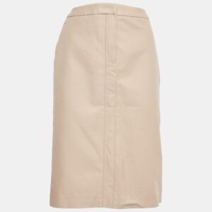 Yves Saint Laurent Vintage Beige Cotton Gabardine Knee-Length Skirt L