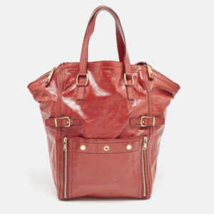 Yves Saint Laurent Red Patent Leather Large Downtown Tote