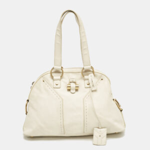 Yves Saint Laurent Off White Leather Muse Satchel