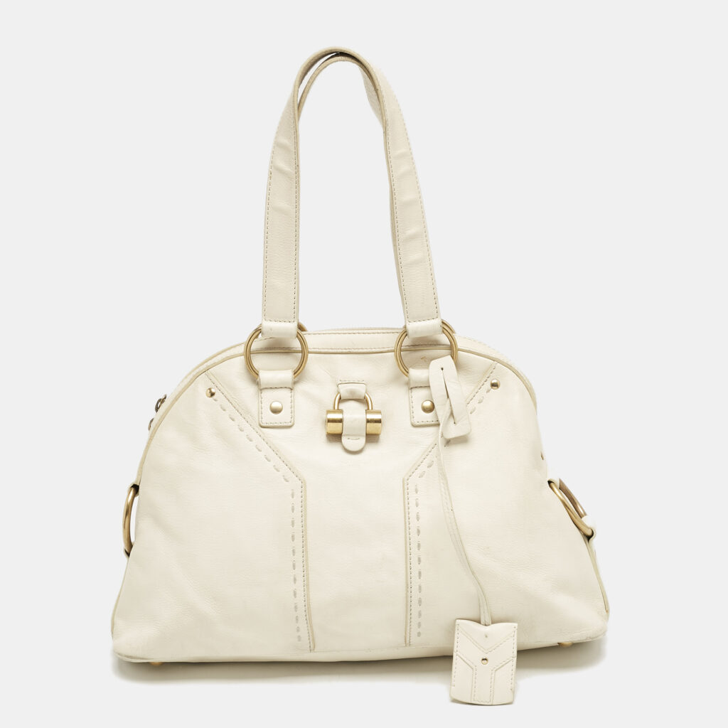 luxury-women-yves-saint-laurent-used-handbags-p1149390-005 Yves Saint Laurent Off White Leather Muse Satchel