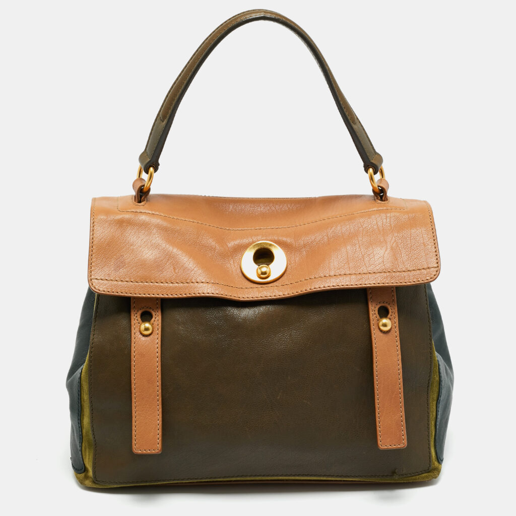 luxury-women-yves-saint-laurent-used-handbags-p1165522-001 Yves Saint Laurent Tricolor Leather and Suede Medium Muse Two Top Handle Bag