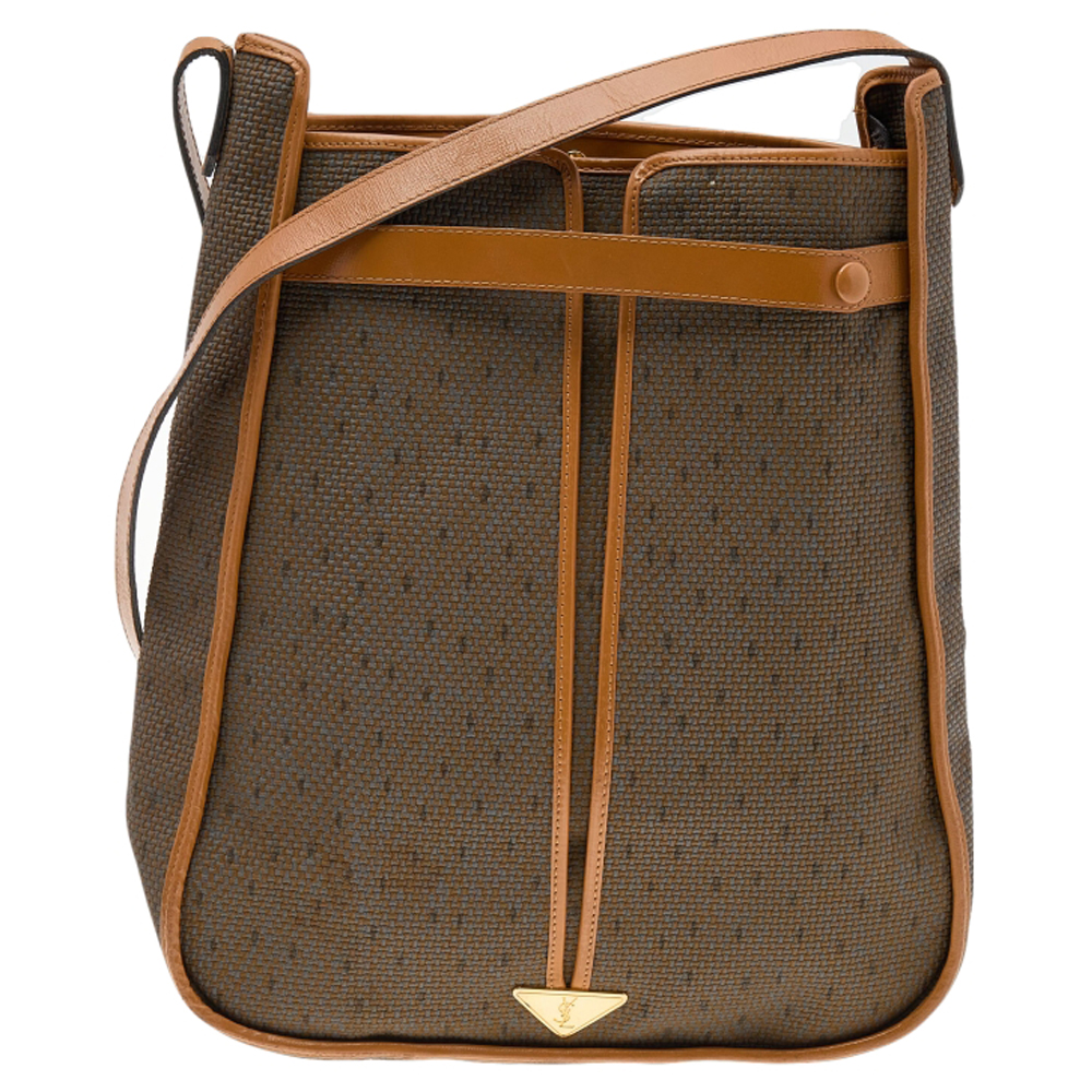 luxury-women-yves-saint-laurent-used-handbags-p571393-008-2 Yves Saint Laurent Brown/Tan Coated Canvas And Leather Vintage Shoulder Bag