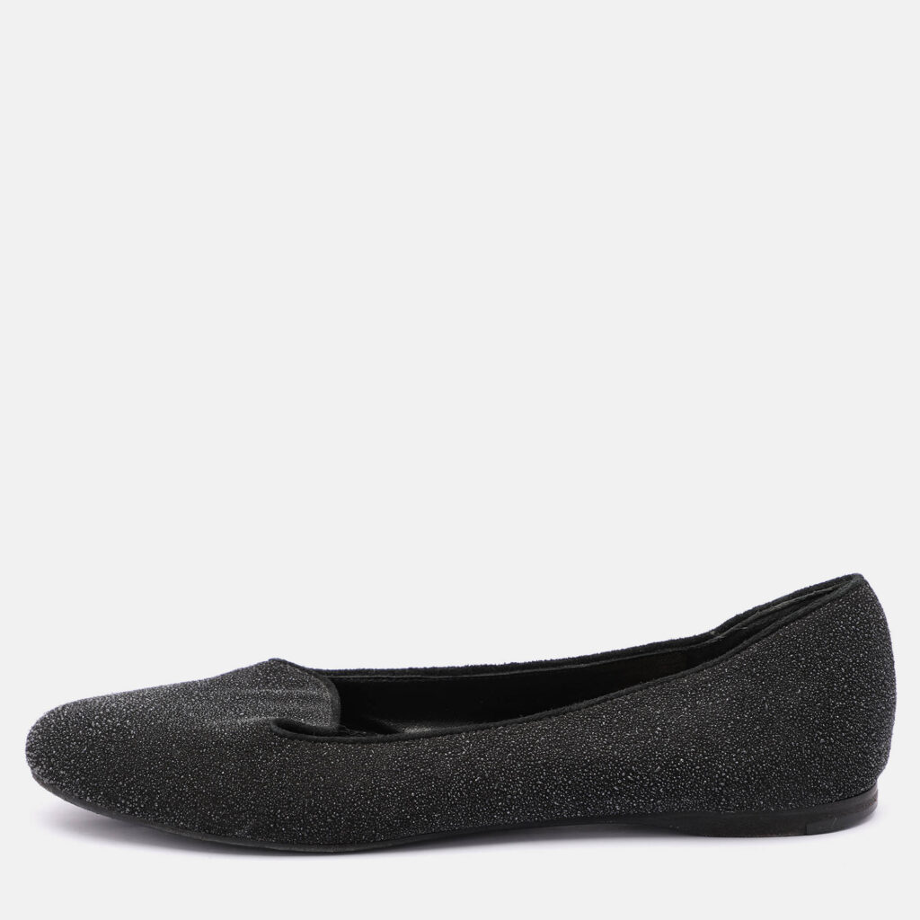 luxury-women-yves-saint-laurent-used-shoes-p1027991-011 Yves Saint Laurent Black Glitter Smoking Slippers Size 34
