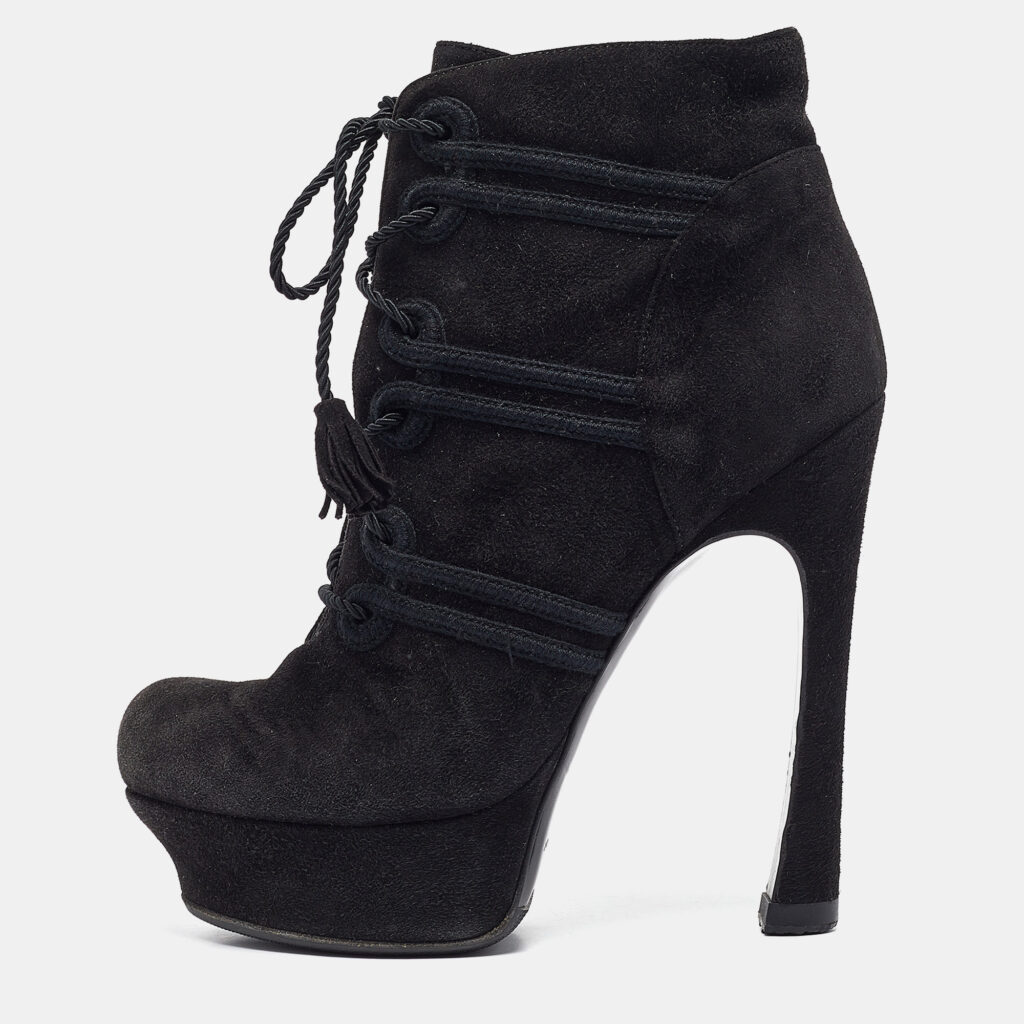 luxury-women-yves-saint-laurent-used-shoes-p1071894-001 Yves Saint Laurent Black Ankle Length Boots Size 36.5