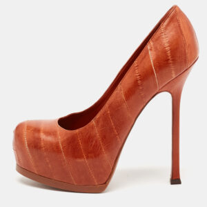 Yves Saint Laurent Brown Leather Platform Pumps Size 37