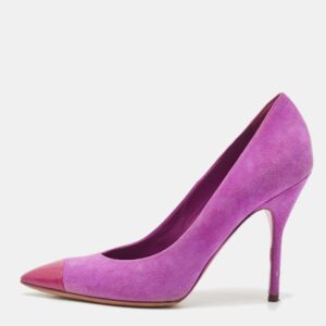 Yves Saint Laurent Pink/Purple Suede and  Patent Pointed Toe  Pumps Size 38