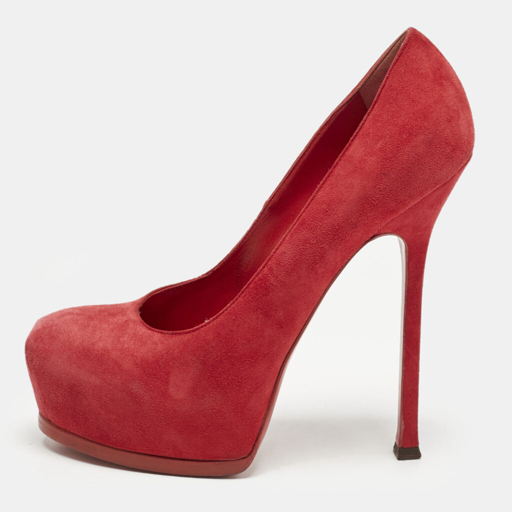 luxury-women-yves-saint-laurent-used-shoes-p1157954-003 Yves Saint Laurent Red Tribtoo Platform Pumps Size 38.5