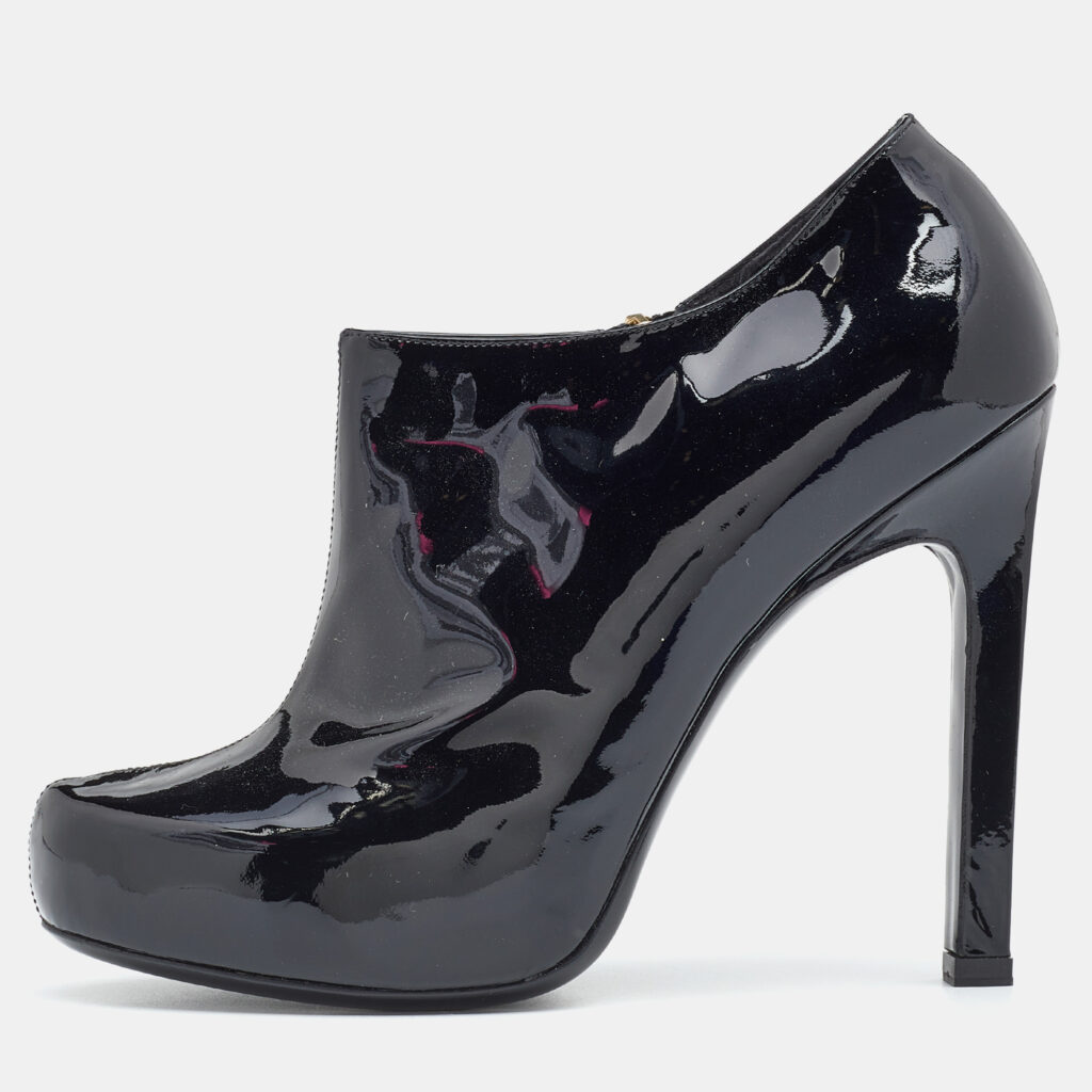 luxury-women-yves-saint-laurent-used-shoes-p653060-004-2 Yves Saint Laurent Black Patent Leather Platform Booties Size 38.5