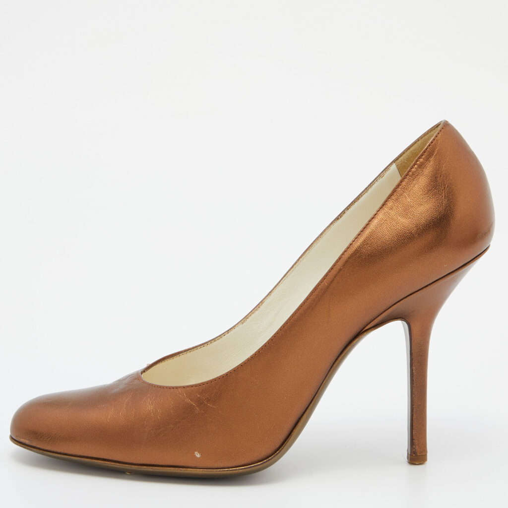 luxury-women-yves-saint-laurent-used-shoes-p814617-002 Yves Saint Laurent Metallic Brown Leather Pumps Size 40