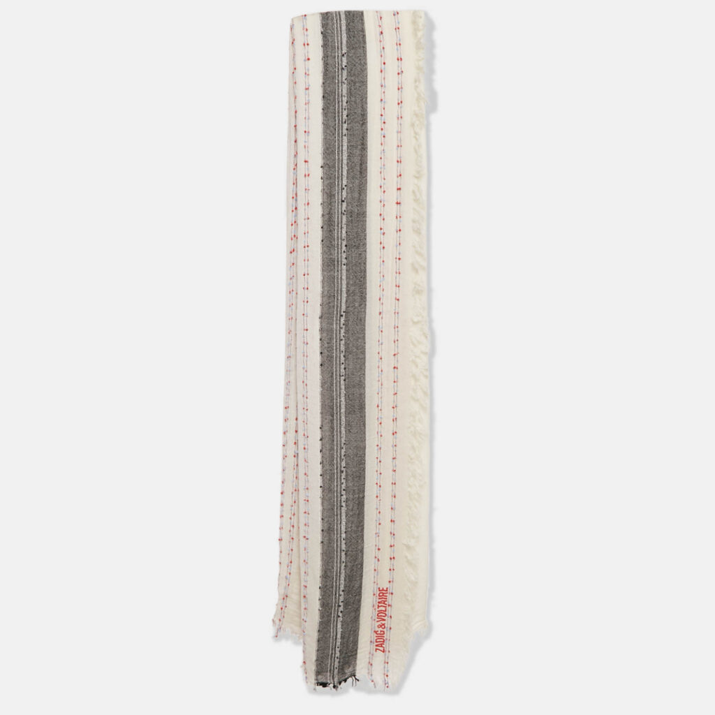 luxury-women-zadig-and-voltaire-new-accessories-p1121144-006 Zadig & Voltaire Off White Wool Blend Tanael Beads Scarf