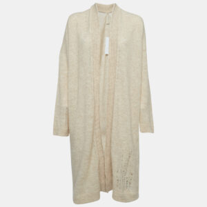 Zadig & Voltaire Beige Wool Blend Knit Ripped Style Long Cardigan M/L