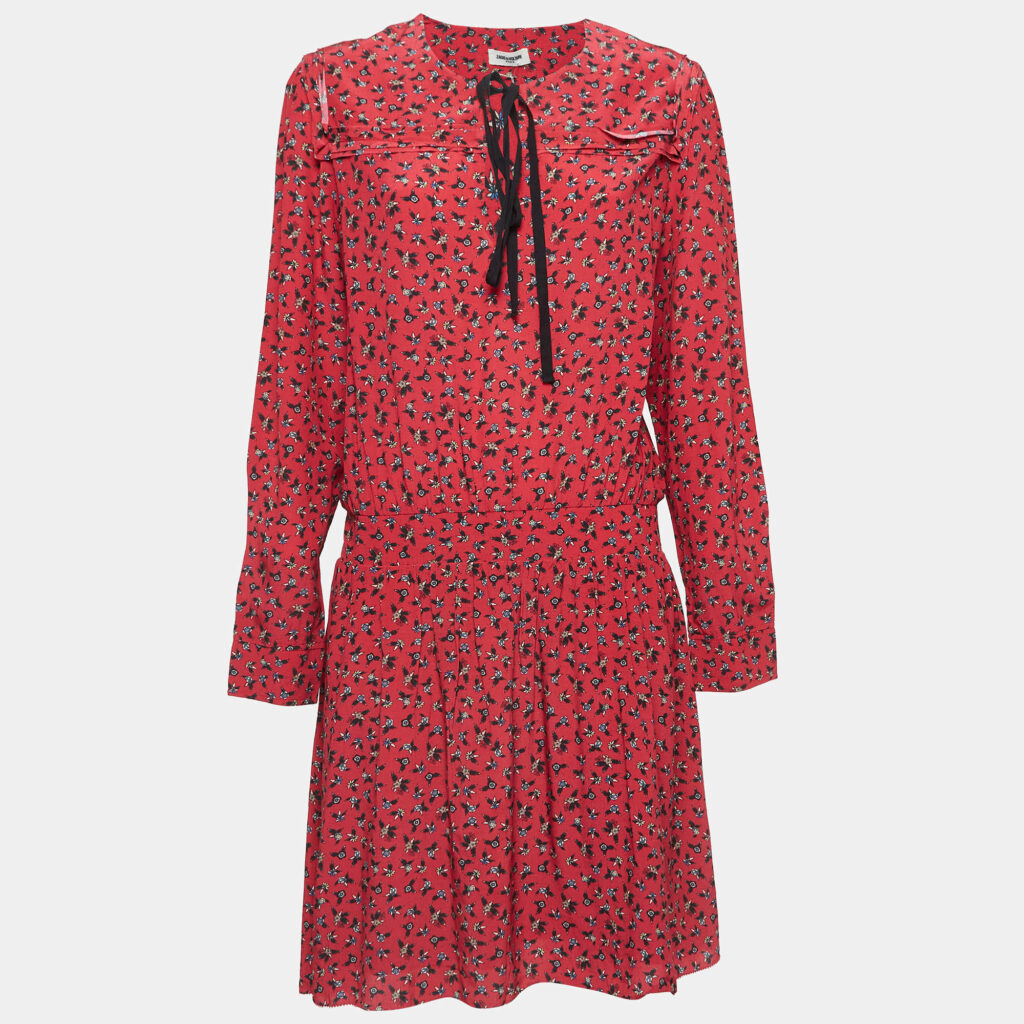 luxury-women-zadig-and-voltaire-new-clothes-p1042119-005 Zadig & Voltaire Red Floral Print Crepe Remus Liberty Mini Dress L