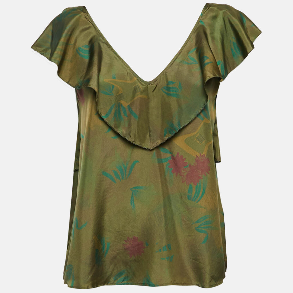 luxury-women-zadig-and-voltaire-new-clothes-p1045328-001 Zadig & Voltaire Green Teen Jungle Print Silk Ruffled Top L