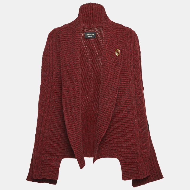 luxury-women-zadig-and-voltaire-new-clothes-p1124955-003 Zadig & Voltaire Burgundy Rib Knit Shawl Collar Mystic Cardigan XS/S