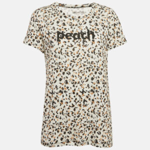 Zadig & Voltaire Beige Leopard Print Gauze Jersey Walk Oversized T-Shirt L