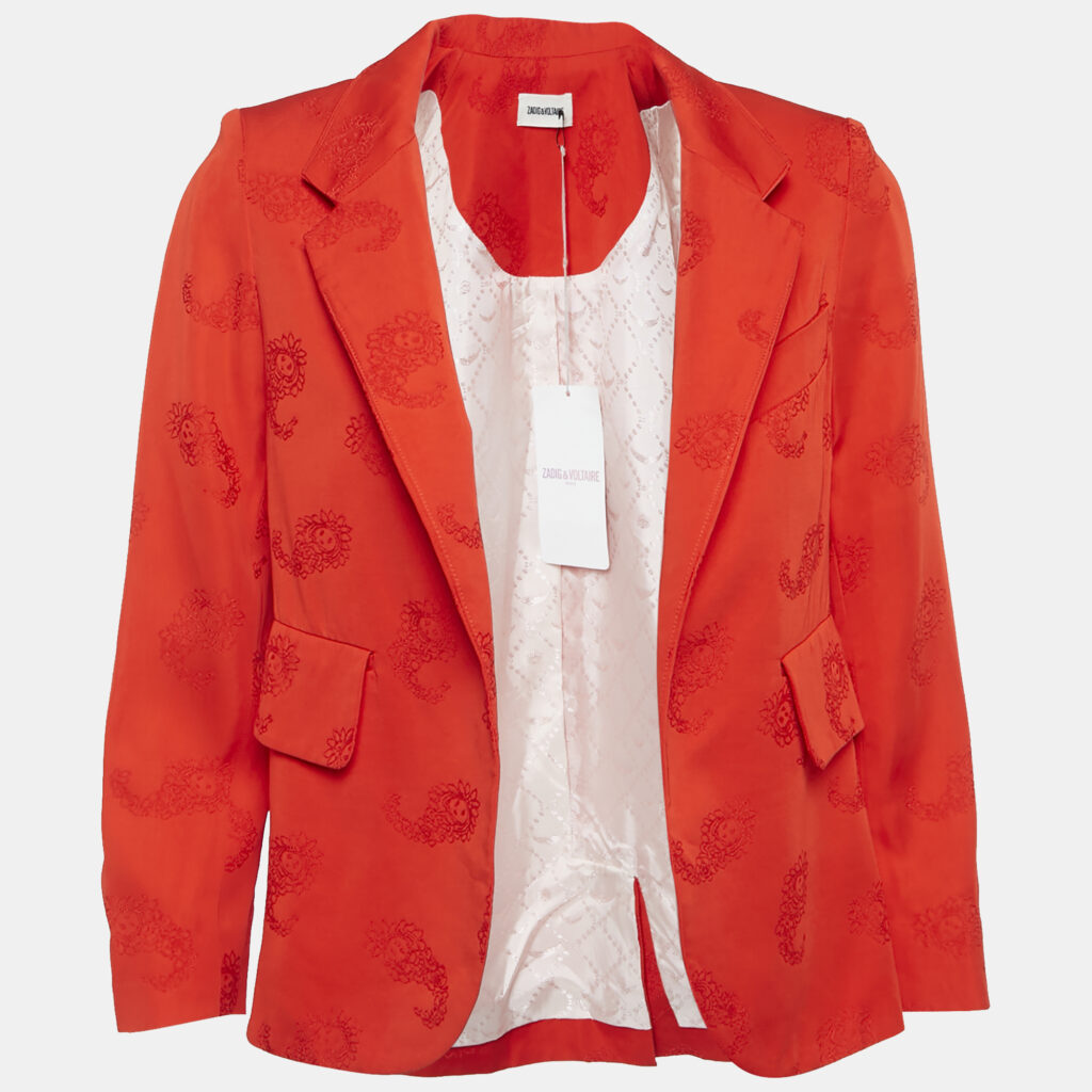 luxury-women-zadig-and-voltaire-new-clothes-p1129856-002 Zadig & Voltaire Red Paisley Jacquard Open Front Blazer S