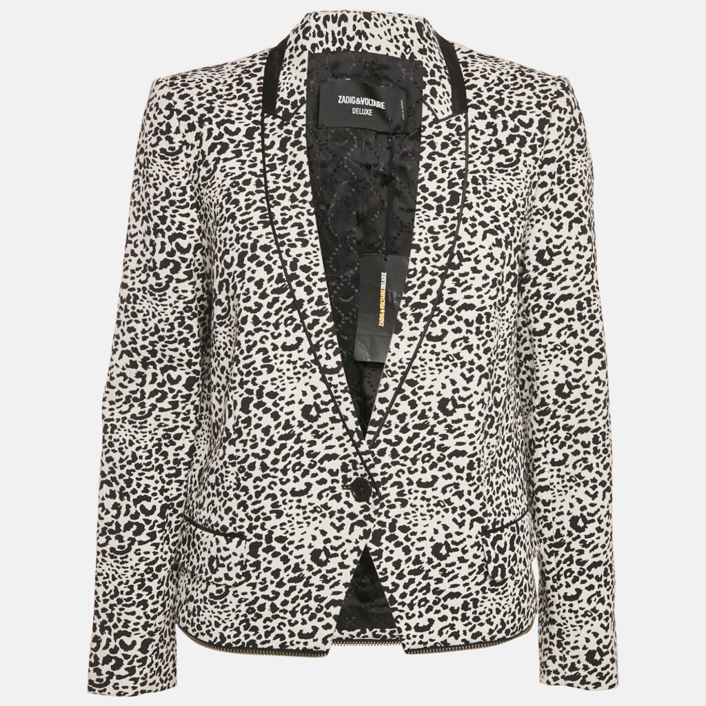 luxury-women-zadig-and-voltaire-new-clothes-p1130968-001 Zadig & Voltaire Deluxe Black Leopard Jacquard Vegam Blazer M