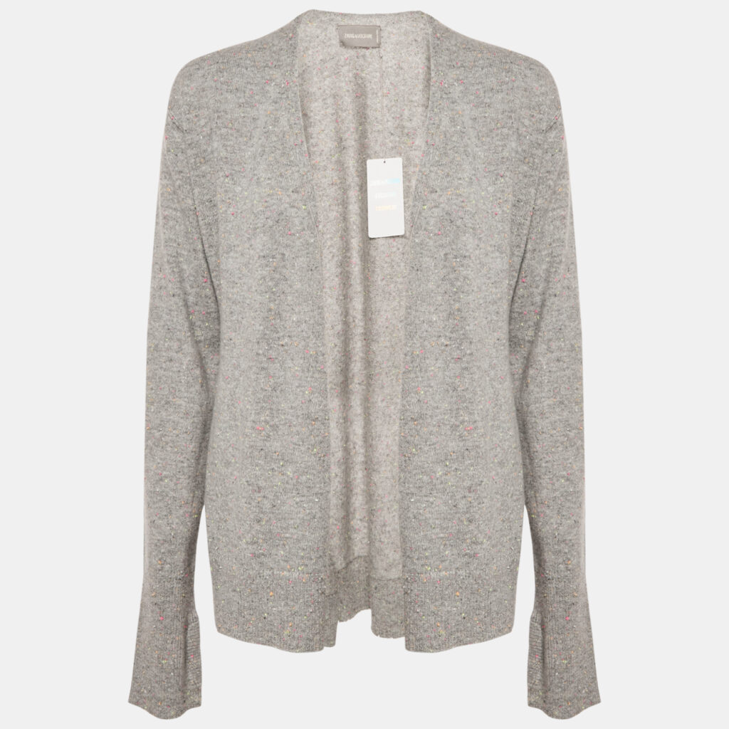 luxury-women-zadig-and-voltaire-new-clothes-p1130997-004 Zadig & Voltaire Grey Textured Cashmere Daphnee Cardigan L