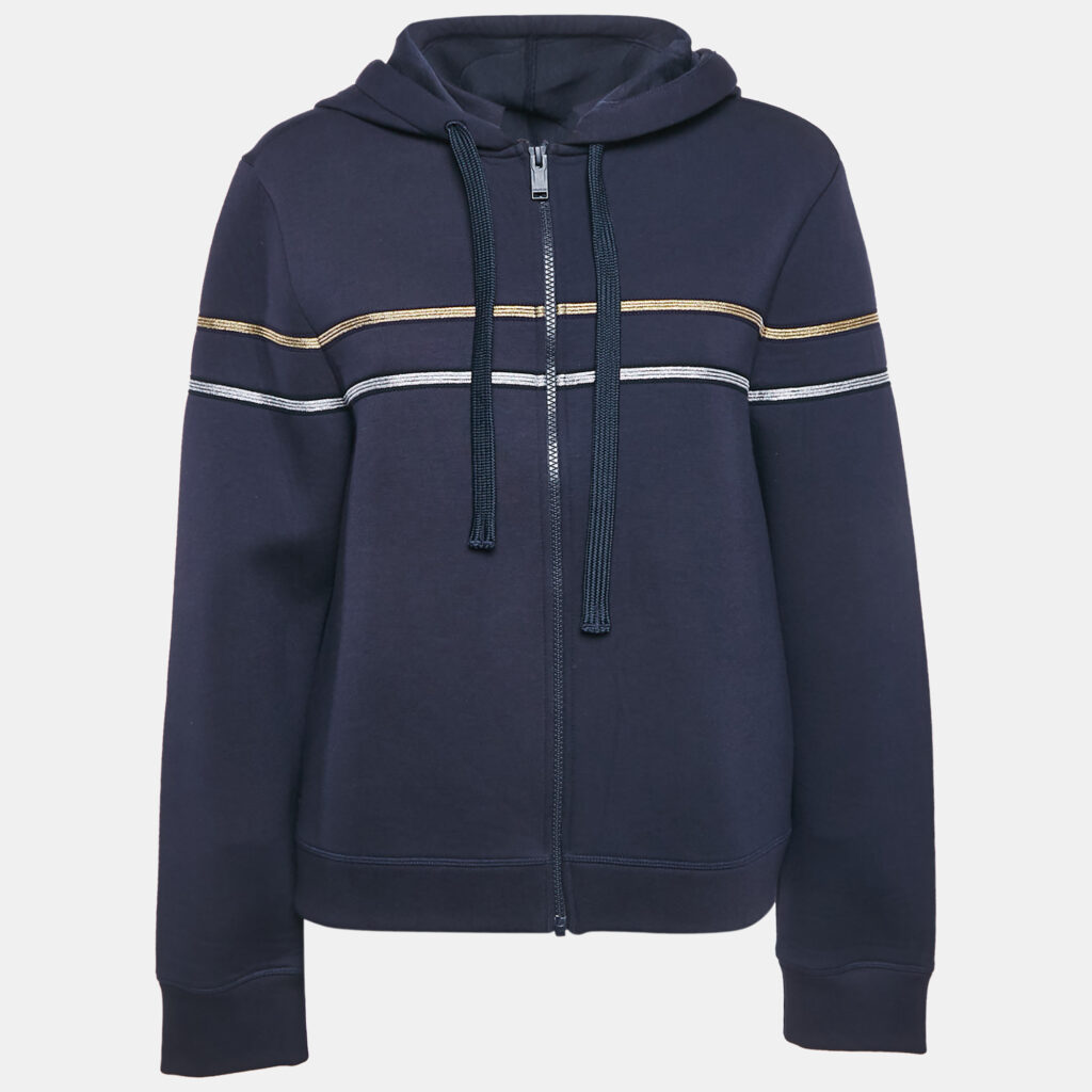 luxury-women-zadig-and-voltaire-new-clothes-p1131017-006 Zadig & Voltaire Deluxe Navy Blue Striped Neoprene Zip Up Hoodie L