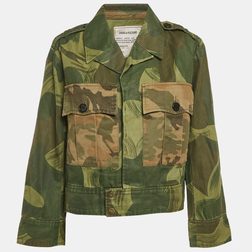luxury-women-zadig-and-voltaire-new-clothes-p1131025-005 Zadig & Voltaire Military Green Camouflage Cotton Blend Kaleno Jacket XS